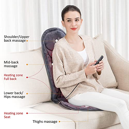 Snailax Vibration Massage Seat Cushion with Heat 6 Vibrating Motors and 2 Heat Levels, Back Massager, Massage Chair Pad…