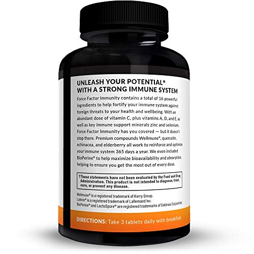 Force Factor Immunity, Immune Support Booster with Elderberry and 1000mg of Vitamin C, Plus Vitamin D, Zinc, Probiotics…