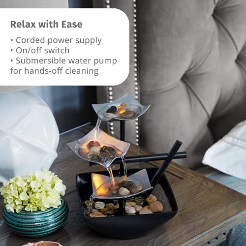 Homedics Tabletop Water Fountain, Home Décor Sound Machine with Auto Pump, Deep Basin and Natural River Rocks. Indoor…