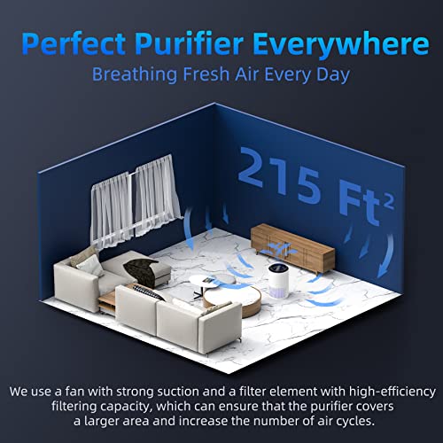 AROEVE Air Purifiers for Home, H13 HEPA Air Purifiers Air Cleaner For Smoke Pollen Dander Hair Smell Portable Air Purifier with Sleep Mode Speed Control For Bedroom Office Living Room, MK01- White
