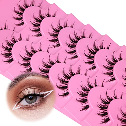 Natural Manhua Lashes Wispy Manga Anime False Eyelashes Clear Bands Japanese Korea Asian Spiky Fake Eyelashes Like…