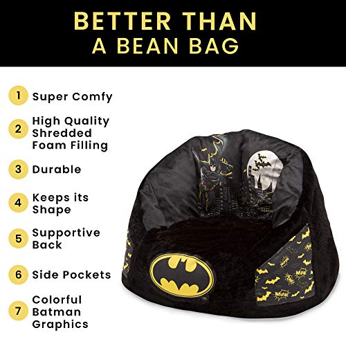 Batman Cozee Fluffy Chair by Delta Children, Kid Size (for Kids Up to 10 Years Old) , 27x23x27 Inch (Pack of 1)