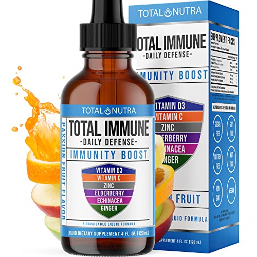 Total Nutra 6-in-1 Liquid Multivitamin Supplement | 100% Daily Vitamin D3, C & Zinc Immunity Drops | Elderberry…