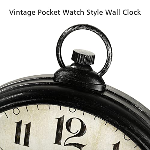 HOWJOY Black Round Retro Wall Clock Silent Non-Ticking Battery Operated European Old-Fashioned Design Vintage…