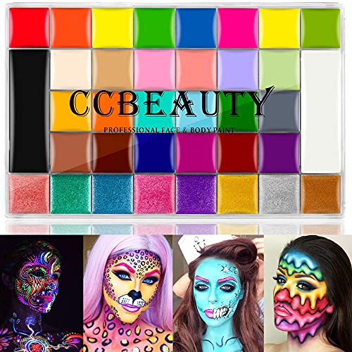 CCbeauty Face Body Paint Kit Professional 36 Colors Face Painting Kit Cosplay Makeup Palette Halloween Clown SFX Makeup…