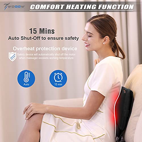 WOQQW Back Massager, Shiatsu Neck and Back Massager, Deeper Tissue Kneading Massage Pillow with Heat for Shoulders,Waist…