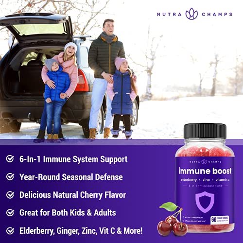 Immune Support Gummies | Powerful Blend of Elderberry, Vitamin C, Zinc, Echinacea, Astragalus Root & Ginger | Immune…