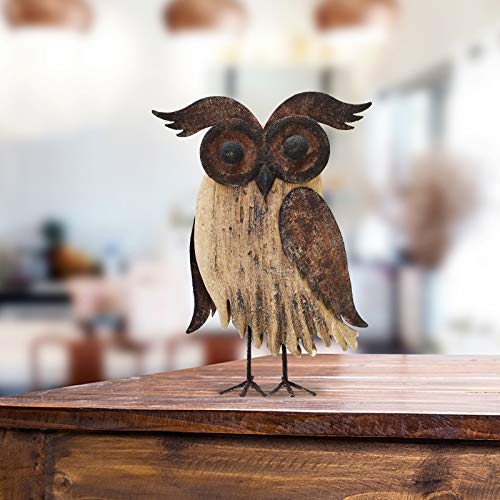 K KILIPES Rustic Owl Decorations for Home Decorative Wood Owl Figurine Statues Night Owl Tabletop Ornaments Collectible…
