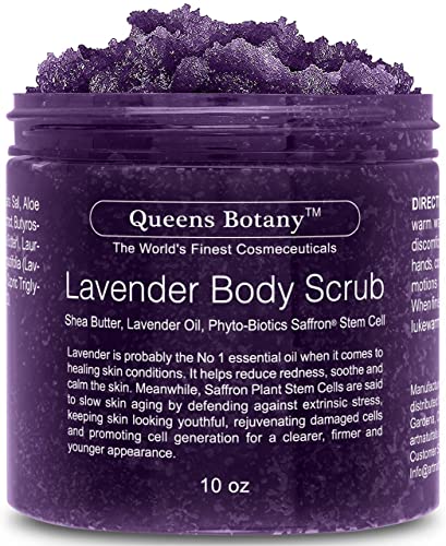 Lavender Oil Body Scrub - Moisturizing Shea Butter, Saffron & Nourishing Body Oils - Exfoliating Salt Scrub For Body…
