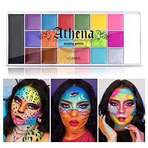 UCANBE Athena Face Body Paint Oil Palette, Professional Flash Non Toxic Safe Tattoo Halloween FX Party Artist Fancy…