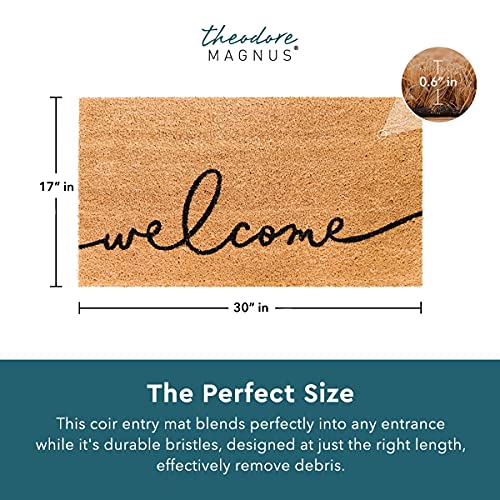 THEODORE MAGNUS Natural Coir Doormat with Non-Slip Backing - 17 x 30 - Outdoor/Indoor - Welcome Mats - Natural - Warm…