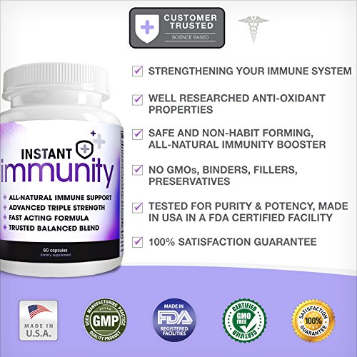 Instant Immunity - 20-in-1 Immune System Booster Formula with Cat's Claw, Quercetin, Vitamin C, and Olive Leaf Extract…