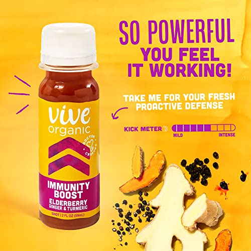Vive Organic Immunity Boost Shot, Elderberry, Ginger & Turmeric, 2 Oz