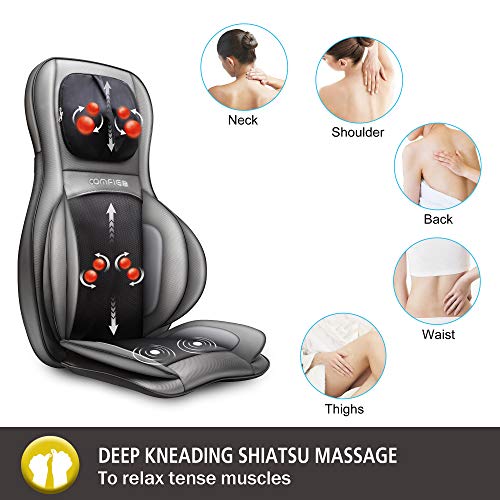 COMFIER Shiatsu Neck & Back Massager – 2D/3D Kneading Full Back Massager with Heat & Adjustable Compression, Massage…