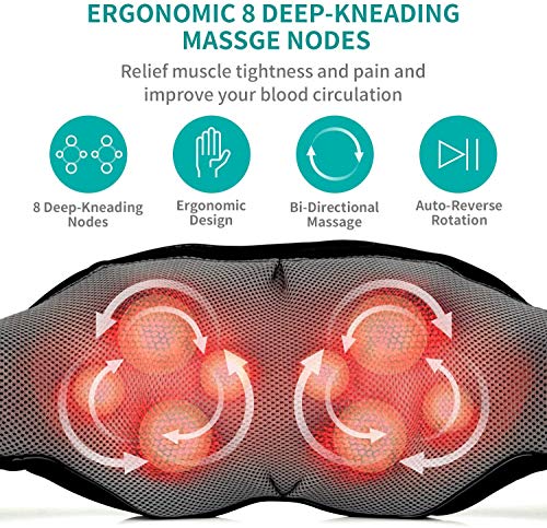 Shiatsu Neck and Back Massager with Soothing Heat, Nekteck Electric Deep Tissue 3D Kneading Massage Pillow for Shoulder…