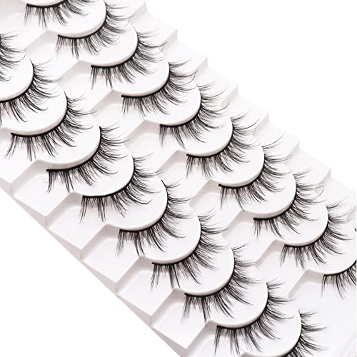 Losha Manga Lashes Fluffy Faux Mink Lashes Natural Look 10 Pairs Asian False Eyelashes Pack Look Like Individual…