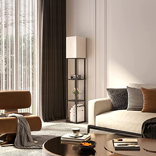 addlon Floor Lamp with Shelves, 4-Tier Modern Shelf Floor Lamp with 3CCT LED Bulb, Display Floor Lamp for Living Room…