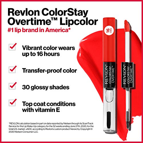 Liquid Lipstick with Clear Lip Gloss by Revlon, ColorStay Face Makeup, Overtime Lipcolor, Dual Ended with Vitamin E in…