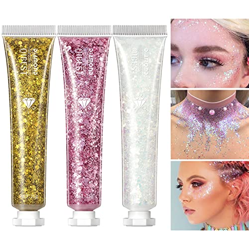 6 Pack Body Glitter Gel Face Glitter for Body, Face, Eye, Hair, Nails Glitter Makeup Liquid Long Lasting Sparkling…