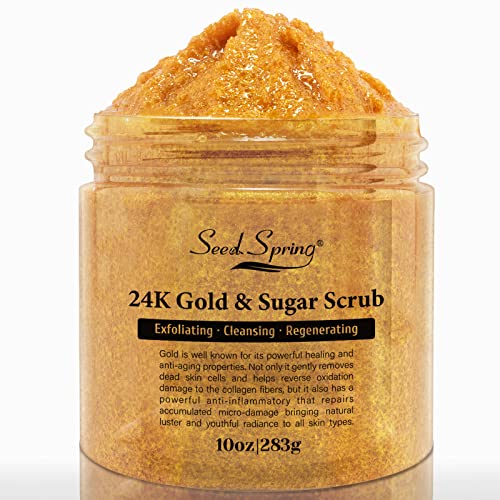 Seed Spring 24K Gold & Sugar Body Scrub - Exfoliating Body Scrub - Moisturizing & Deep Cleansing - Remove Dead Skins…