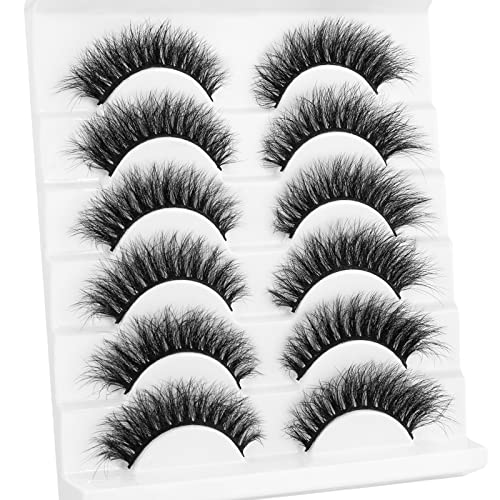 KOUSEI Lashes False Eyelashes Cat Eyes Wispy Natural Faux Mink Lashes 6 Pairs Pack Light Volume Short Fake Eye Lashes…