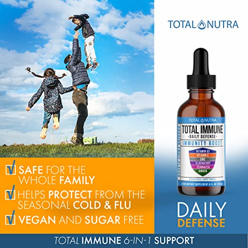 Total Nutra 6-in-1 Liquid Multivitamin Supplement | 100% Daily Vitamin D3, C & Zinc Immunity Drops | Elderberry…