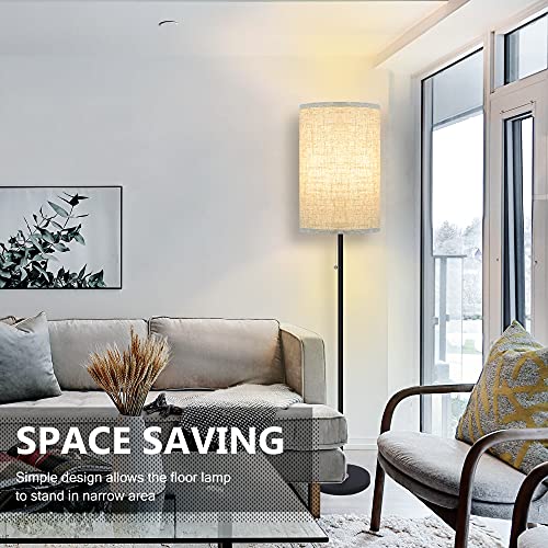 Floor Lamp, Modern Standing Lamp with Drum Fabric Shade, Farmhouse Pole Lamp, Corner Tall Stand Up Lamp for Living Room…