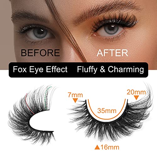 Cat Eye Fake Lashes Dramatic False Eyelashes Faux Mink Lashes Extension Wispy Fluffy Natural Look 7 Pairs Pack Fox Eye…