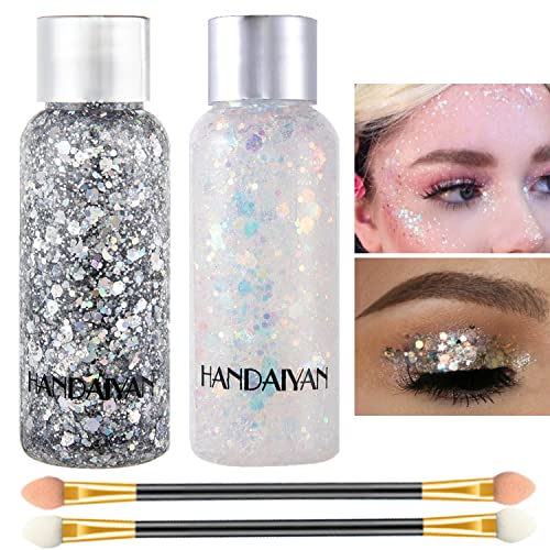 2 Color Body Glitter Gel Mermaid Scale Sequins Skin Long Lasting Sparkling Cream Eyeshadow Lip Nail Hair Painting…