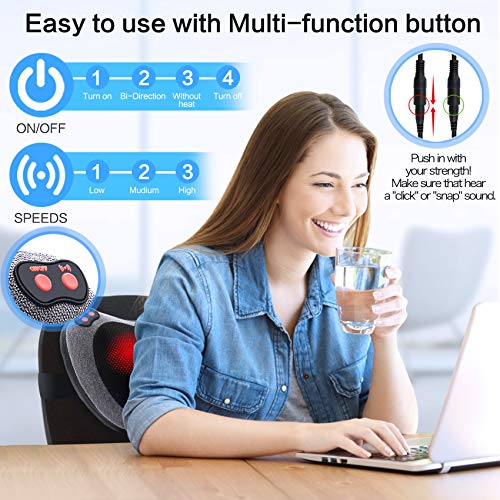 Papillon Back Massager with Heat,Shiatsu Back and Neck Massager with Deep Tissue Kneading,Electric Back Massage Pillow…