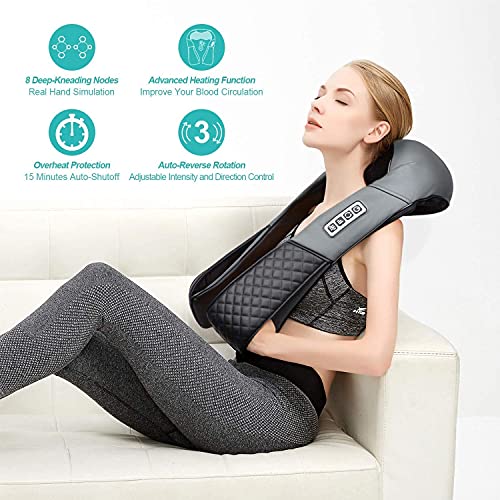 Medcursor Neck and Shoulder Massager with Heat, Electric Shiatsu Back Massage Device, Portable Deep Tissue 3D Kneading…