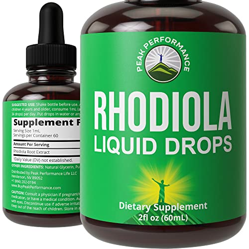 Rhodiola Rosea Liquid Drops Supplement For Better Absorption. Vegan, Zero Sugar, Alcohol Free, Gluten Free. For Women And Men. Rhodiola Rosea Root Extract Tincture To Restore Energy From Fatigue.