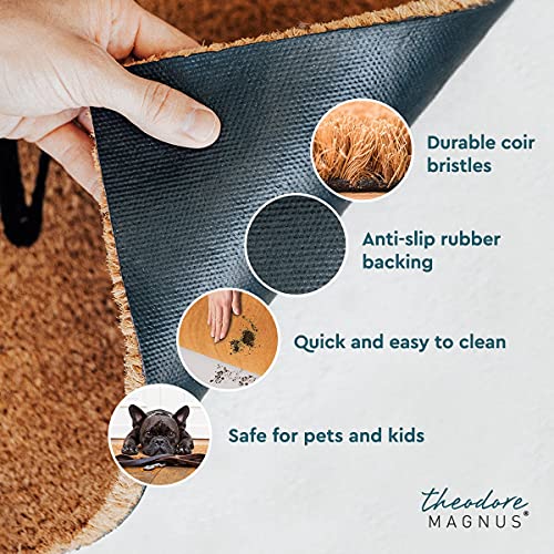 THEODORE MAGNUS Natural Coir Doormat with Non-Slip Backing - 17 x 30 - Outdoor/Indoor - Welcome Mats - Natural - Warm…