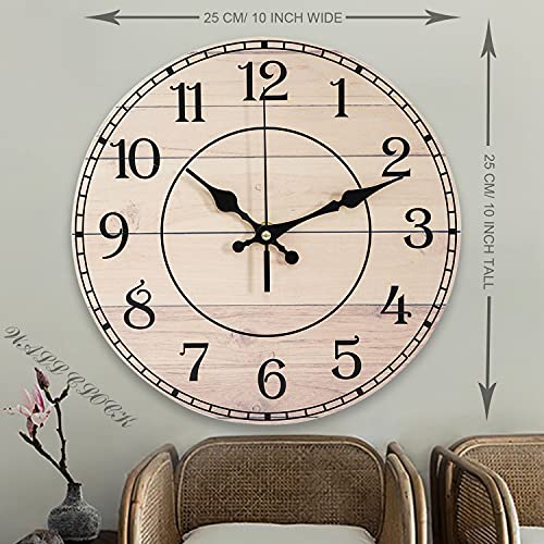 Aborbo Wall Clocks 10 in, Kitchen Wall Clocks Battery Operated Silent Non-Ticking, Round Clock Easy to Read for bedrooms…
