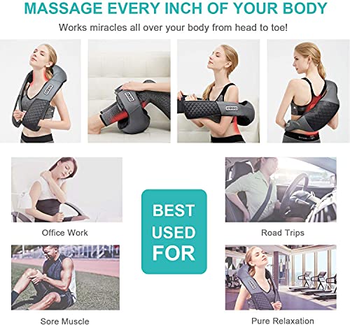 Medcursor Neck and Shoulder Massager with Heat, Electric Shiatsu Back Massage Device, Portable Deep Tissue 3D Kneading…