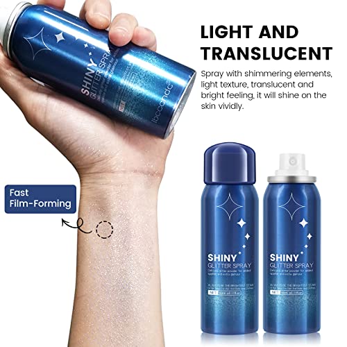 KYDA Body Glitter Spray, Fast Film-Forming Sparkling High Glossy Powder for Body&Face, Lightweight High Pigmented Quick…