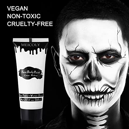 MEICOLY White Cream Face Body Paint,2.1Oz Large Tube Clown White Makeup,Water Based Full Body Paint for Adults and…