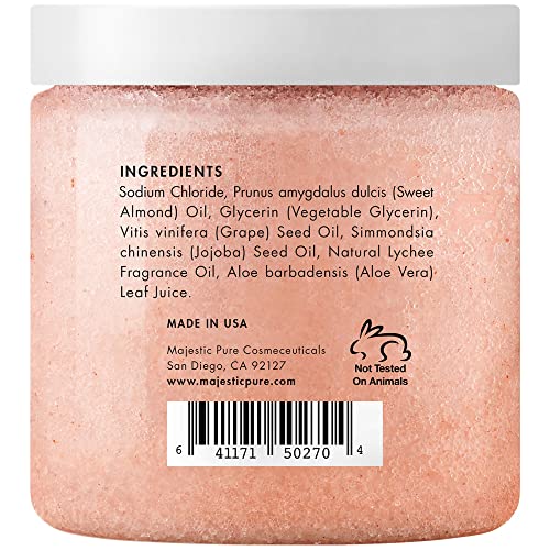 MAJESTIC PURE Himalayan Salt Body Scrub with Lychee Oil, Exfoliating Salt Scrub to Exfoliate & Moisturize Skin, Deep…