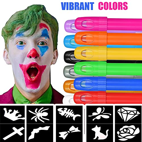 Jim&Gloria Face Paint Kit With Gold And Silver 12 Colors Large Washable Face & Body Painting Crayons with Stencils Kids…