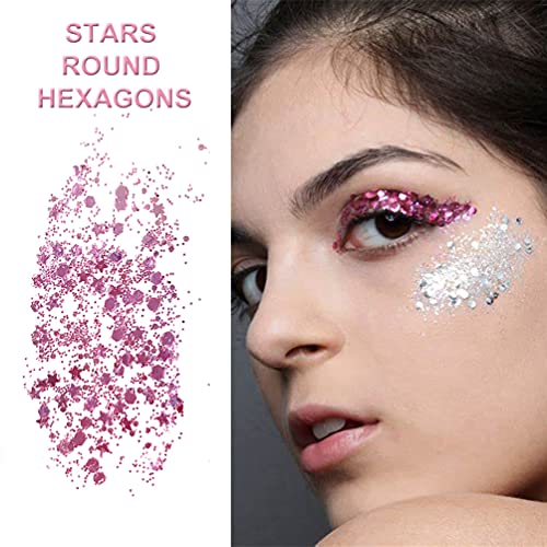 Holographic Body Glitter, TEOYALL Long Lasting Glitter Shimmer Chunky Sequins Glitters for Body, Face, Hair Makeup…