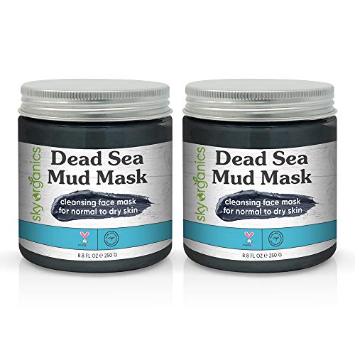 Sky Organics Dead Sea Mud Mask (8 oz x 2 Pack) For Face, Acne, Oily Skin & Blackheads - Best Facial Pore Minimizer…