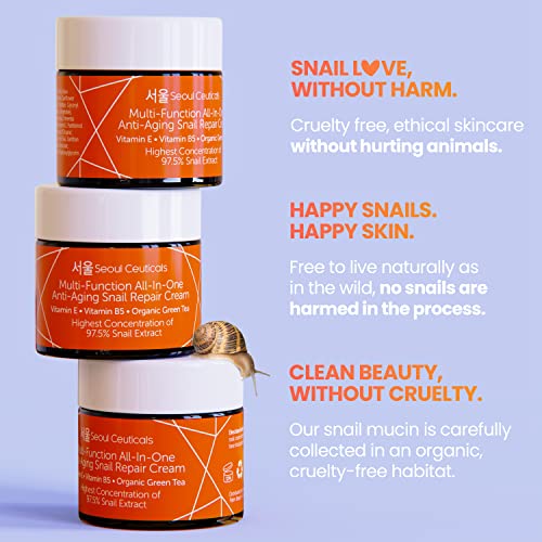 SeoulCeuticals Korean Skin Care 97.5% Snail Mucin Repair Cream - Korean Moisturizer Day Night Cream Snail Mucin Extract…