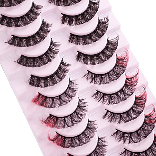 False Eyelashes Mink Faux Russian Strip Lashes Colored D Curl Mixed Multipack Wispy Fluffy Curly Fake Eyelashes 10 Pairs…