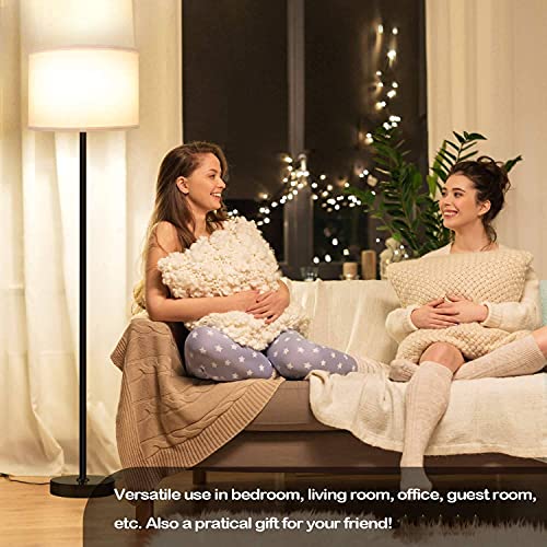 LED Floor Lamp Simple Design, Modern Standing Lamp with Shade,Tall Lamp for Living Room Bedroom Office Study Room, Black…