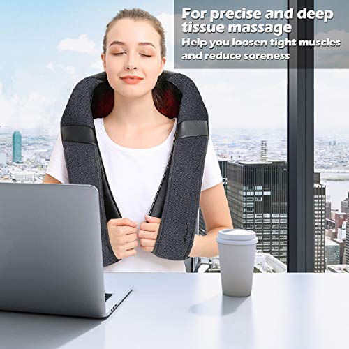 Back Massager, Shiatsu Back Neck Massager with Heat, Electric Shoulder Massager, Kneading Massage Pillow for Neck, Back…