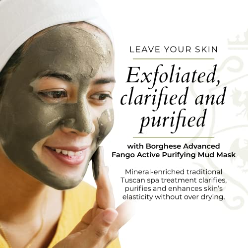 Borghese Advanced Fango Active Purifying Mud Mask For Face and Body, Ideal for Oily Dry and Combination Skin, 2.7 Oz