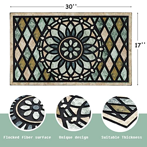 CHICHIC Door Mat Welcome Mat 17x 30 Inch Front Door Mat Outdoor for Home Entrance Outdoor Mat for Outside Entry Way…