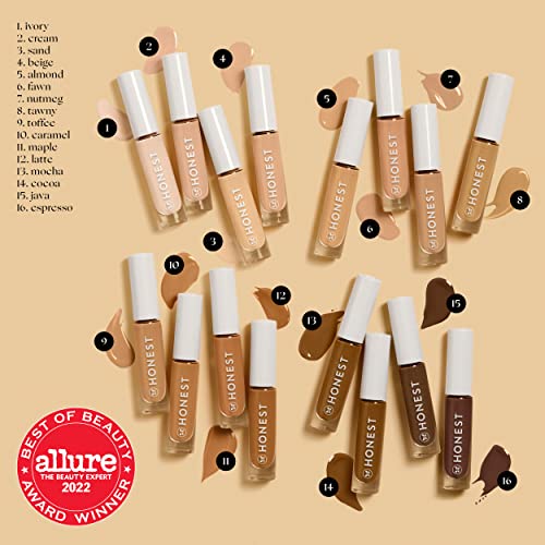 Honest Beauty Fresh Flex Concealer with Niacinamide + Vitamin E + Hyaluronic Acid | Vegan + Cruelty free | Ivory, 0.17…