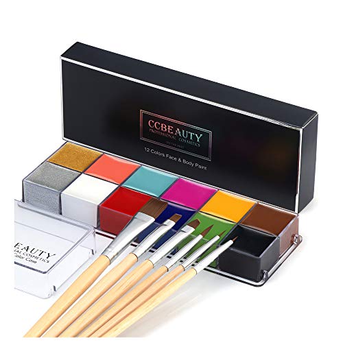 CCbeauty Professional 12 Colors Face Body Paint Kit Oil Non Toxic High Pigment Cream Painting Palette for Kit Halloween…