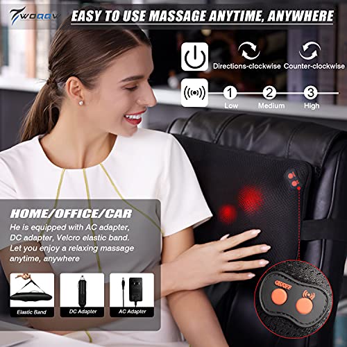WOQQW Back Massager, Shiatsu Neck and Back Massager, Deeper Tissue Kneading Massage Pillow with Heat for Shoulders,Waist…